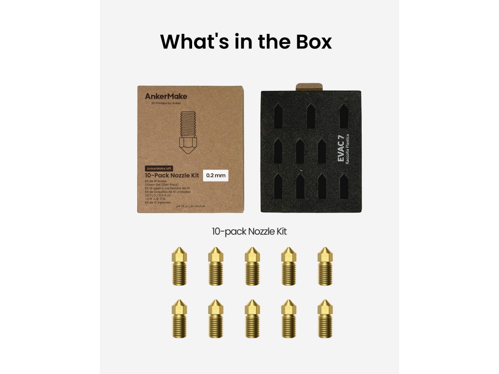 Anker AnkerMake M5 10-Pack Nozzle Kit 0.2mm, Premium Brass, Anker